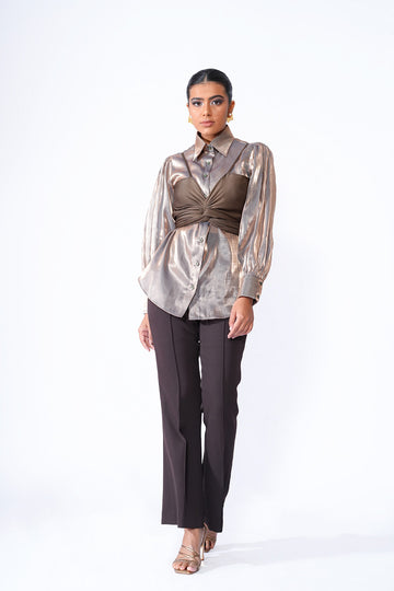 Golden Shirt & Wrap Top