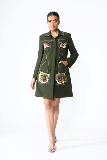 Military Green Coat Dress