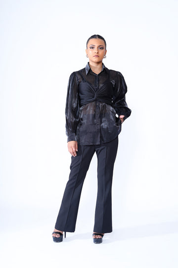 Orgensa Shirt & Wrap Top Set