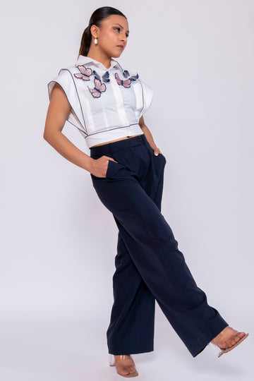 Navy Blue Plated pants