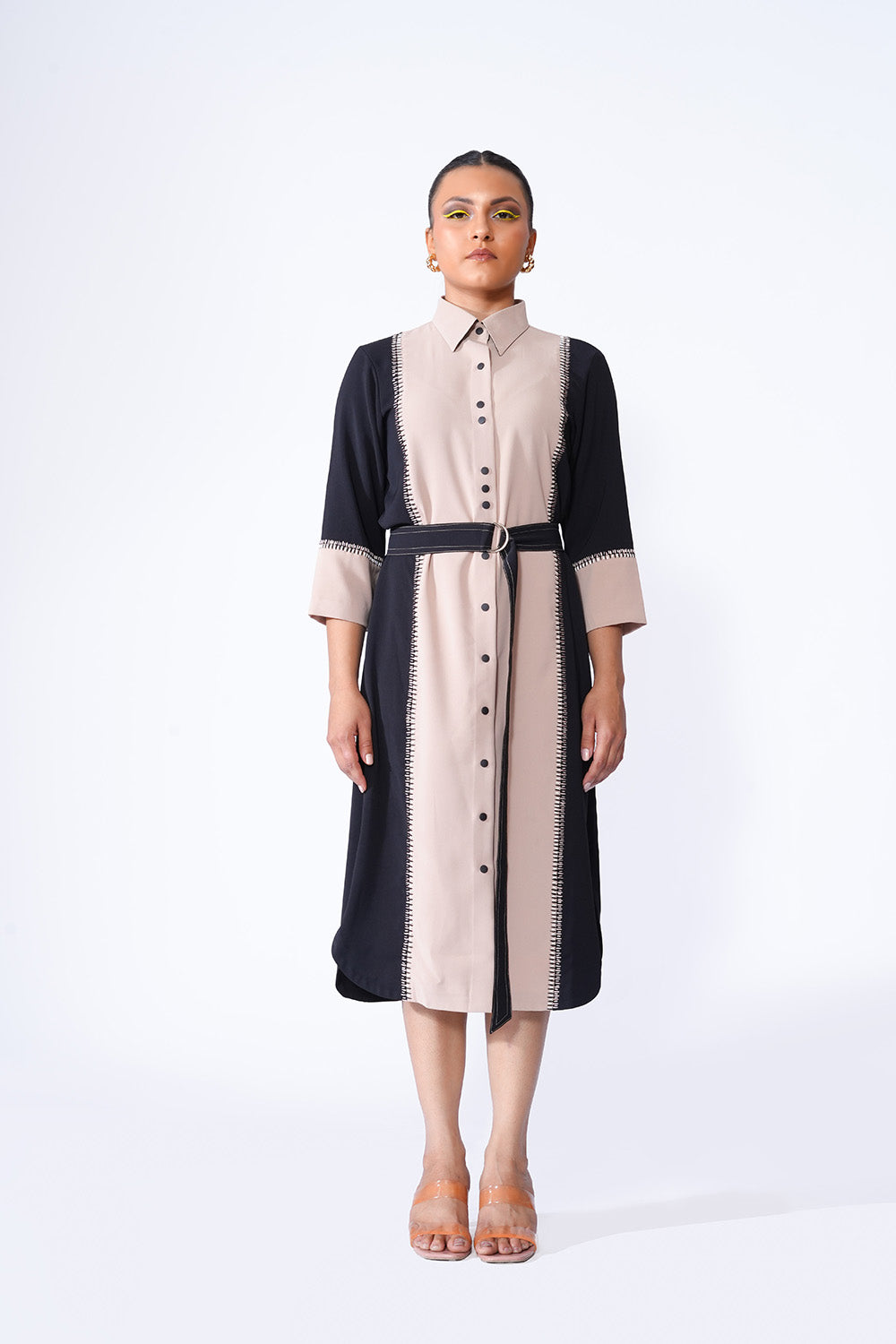 Half & Black Beige Dress