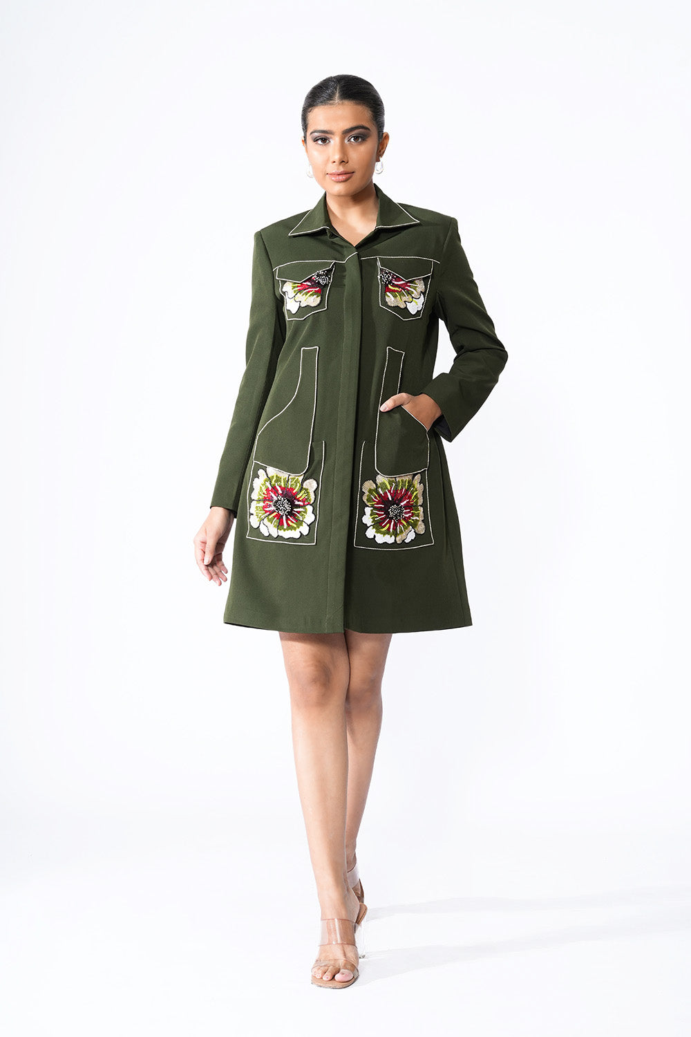 Military Green Coat Dress