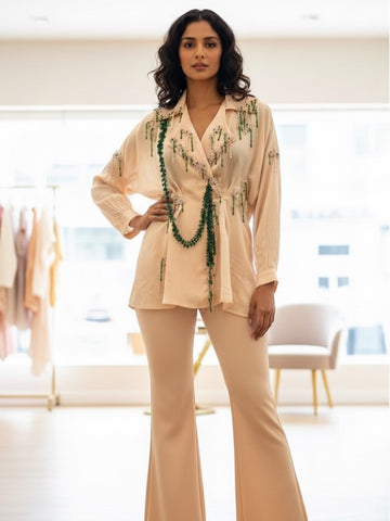 Organza Jacket Set with Skirt or Pants