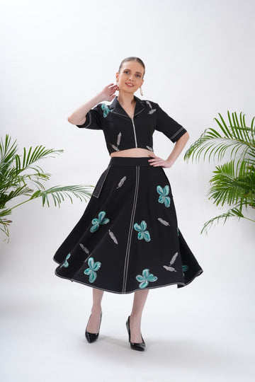 Noir Bloom Belted Co-Ords Set