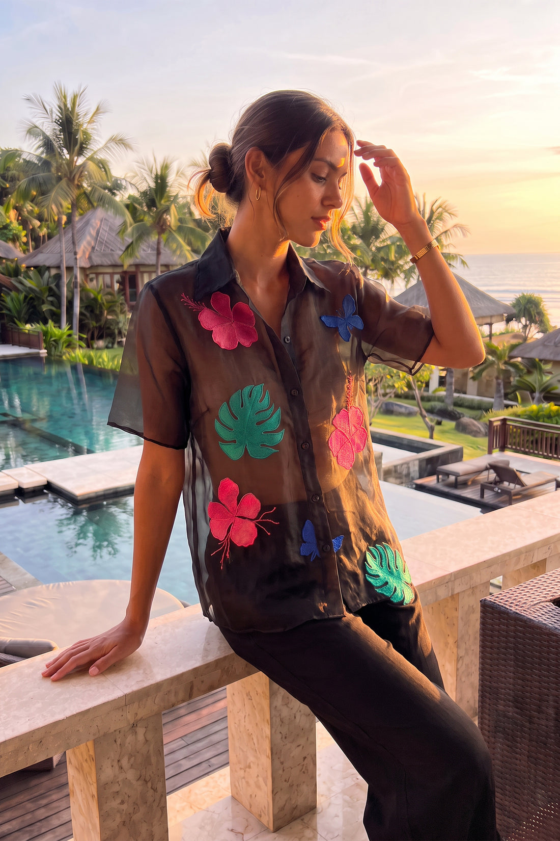 Tropical Nocturne Silk Organza Shirt