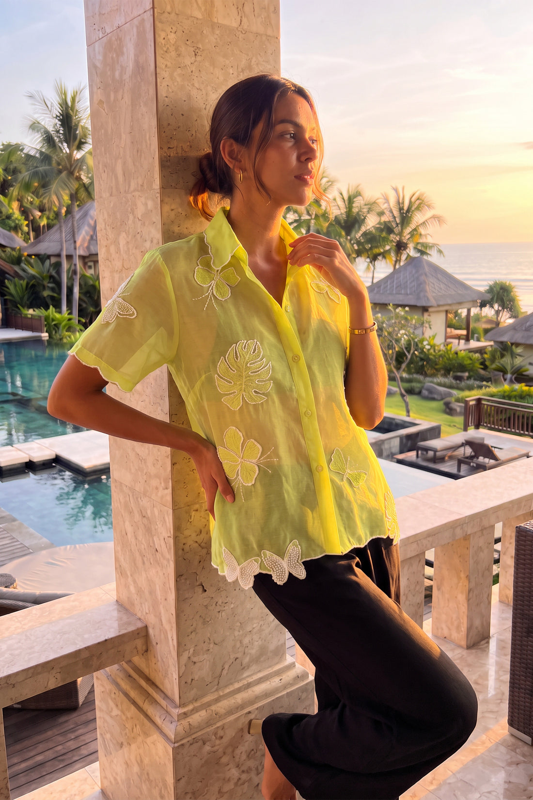 Citrus Garden Silk Organza Shirt
