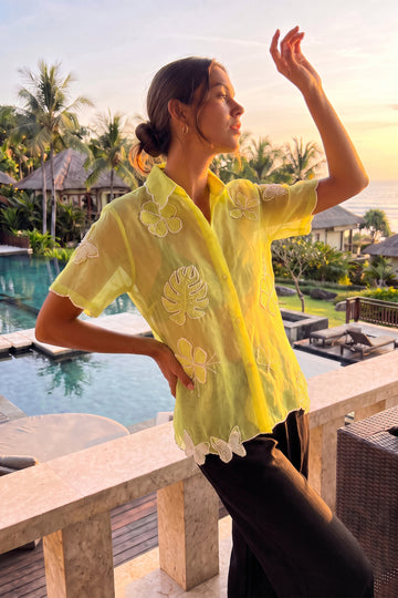 Citrus Garden Silk Organza Shirt